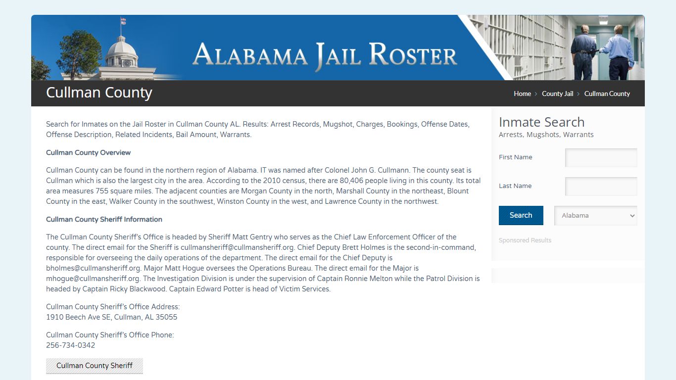 Cullman County | Alabama Jail Inmate Search