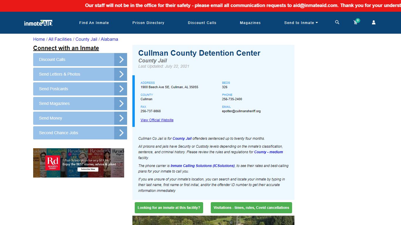 Cullman County Detention Center - Inmate Locator - Cullman, AL